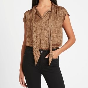 SOLD Banana Republic Camel Print Neck Tie Blouse
